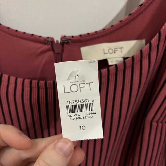 LOFT Mauve and Black Striped Ribbed Mini Dress - Picture 4 of 8